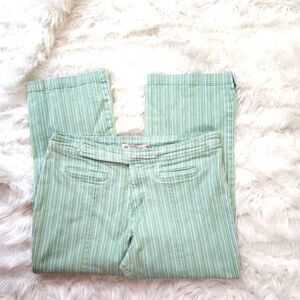 Adiva CAPRI PANTS MID RISE GREEN AND WHITE PINSTRIPE SIZE 11